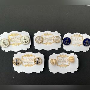 5 Piece Gold Nautical Earring Set (costume fashion jewelry)